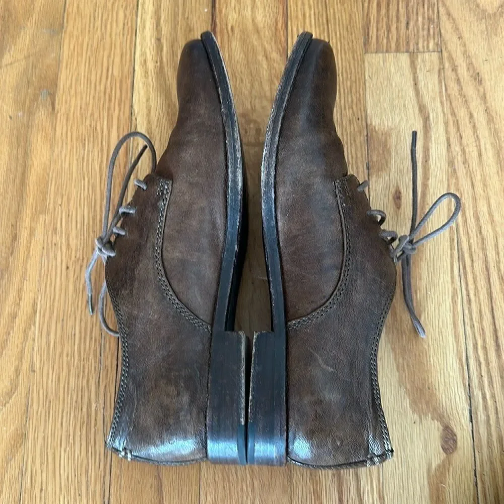 Frye sz 8 Anna Oxford brown leather with laces great pre owned condition